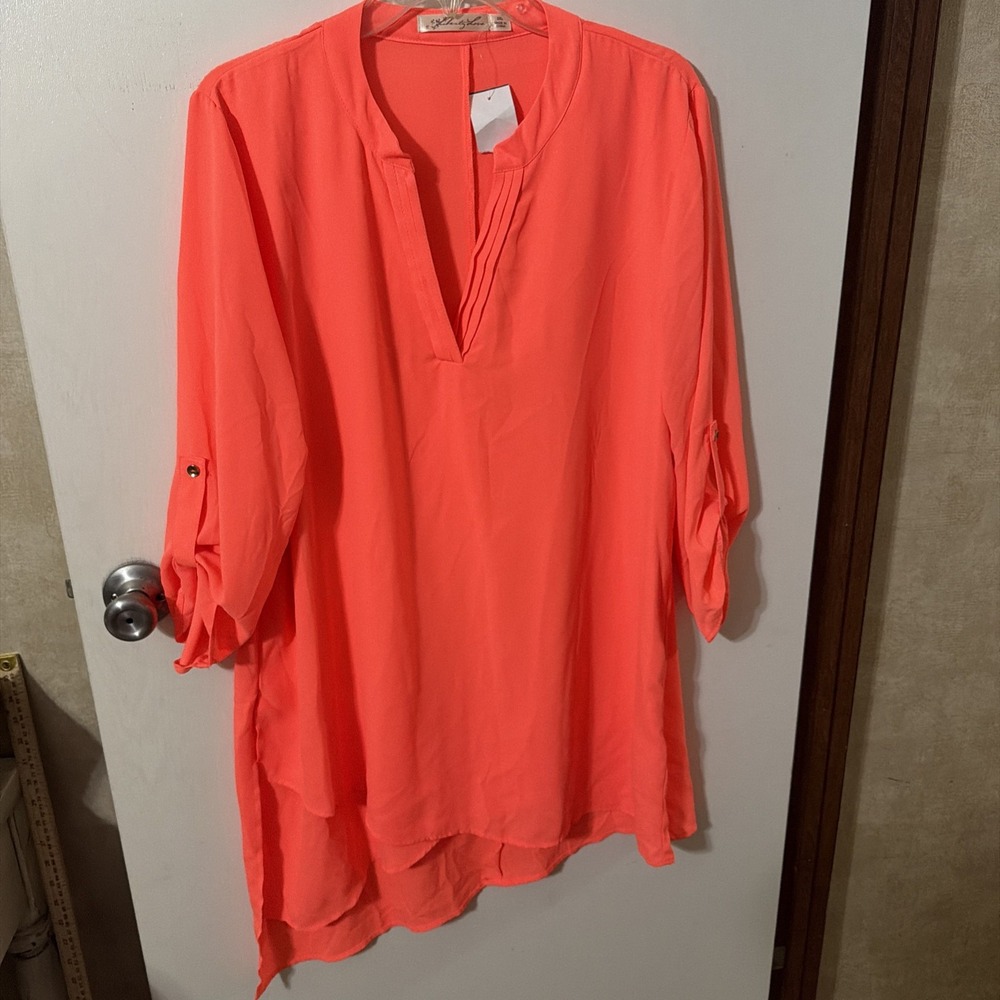 Liberty Love 2XL Neon Coral Blouse